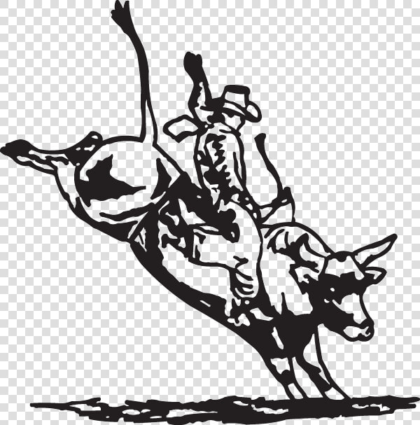 Bull Riding Decal Professional Bull Riders Sticker   Bull Riding Pictures Black And White  HD Png DownloadTransparent PNG