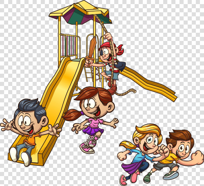 Playground Slide Child Clip Art   Cartoon Kids Playing  HD Png DownloadTransparent PNG