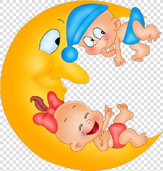 Baby Girl And Boy On Moon Cartoon Clip Art Images   Sleeping Baby Clipart Moon  HD Png DownloadTransparent PNG