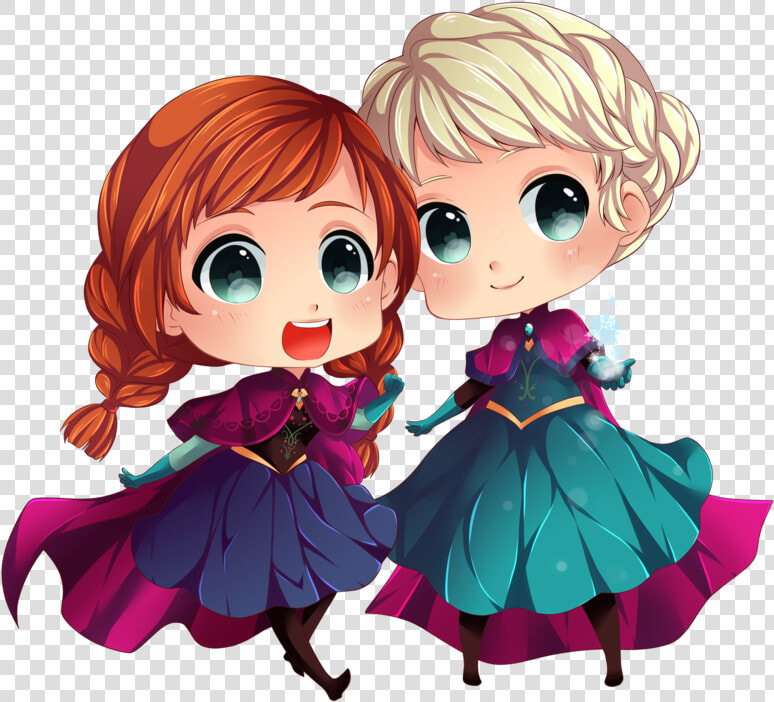 Anna And Elsa   Chibi Elsa And Anna  HD Png DownloadTransparent PNG