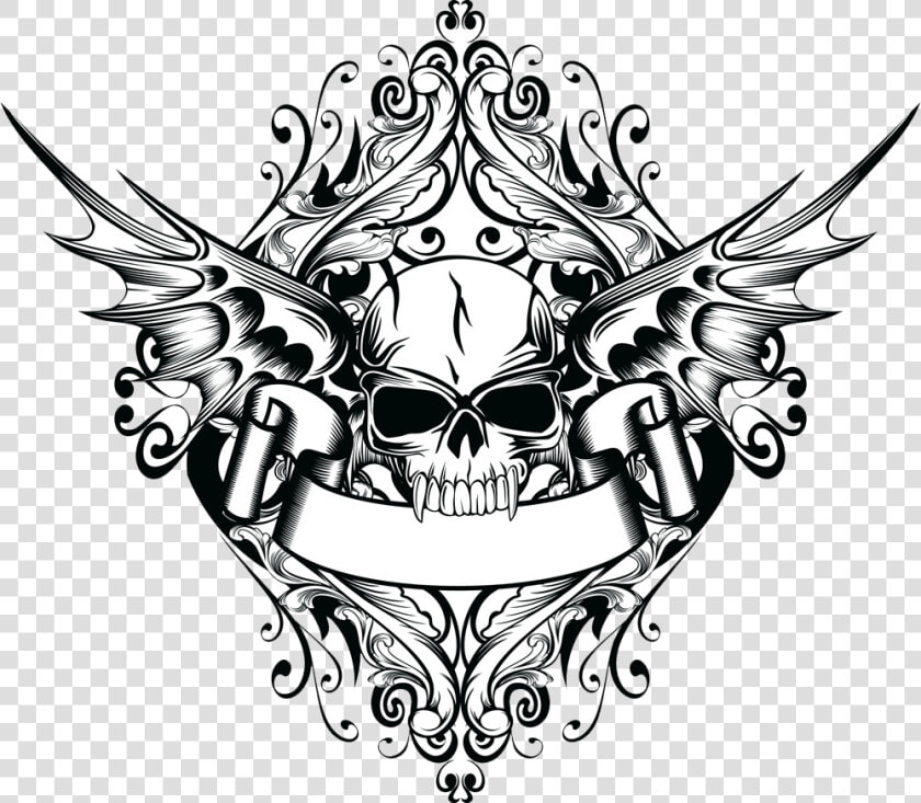 Wall Decal Sticker Skull   Transparent Skull Tattoo Png  Png DownloadTransparent PNG