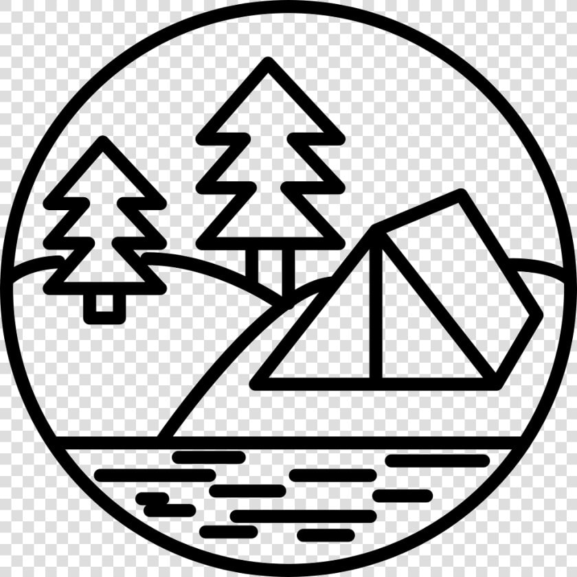 Camping At The Forest Near The River   Camping Tent Black And White Clipart  HD Png DownloadTransparent PNG