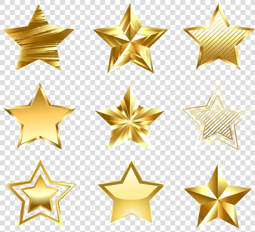 Transparent Golden Stars Set   Transparent Golden Stars  HD Png DownloadTransparent PNG