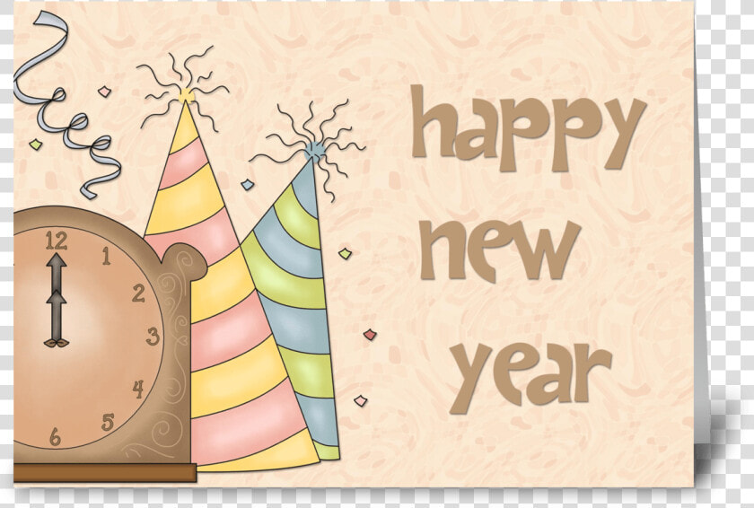 Happy New Year  Party Hats  Clock Greeting Card   Saint Nicholas Day  HD Png DownloadTransparent PNG