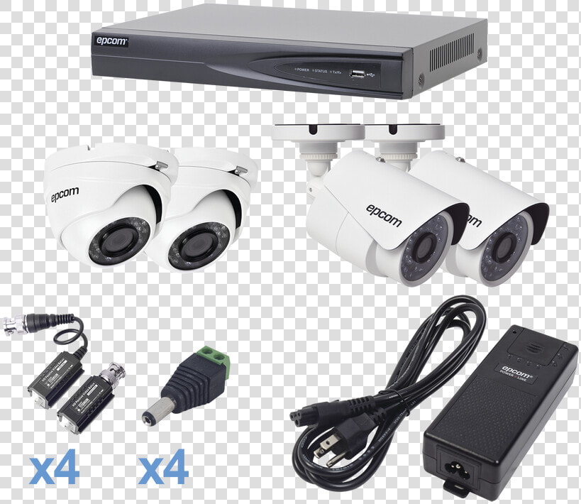 Kit De 2 Camaras Bala De Vigilancia 2 Domos Eyeball   Kit Epcom 4 Camaras 720p  HD Png DownloadTransparent PNG