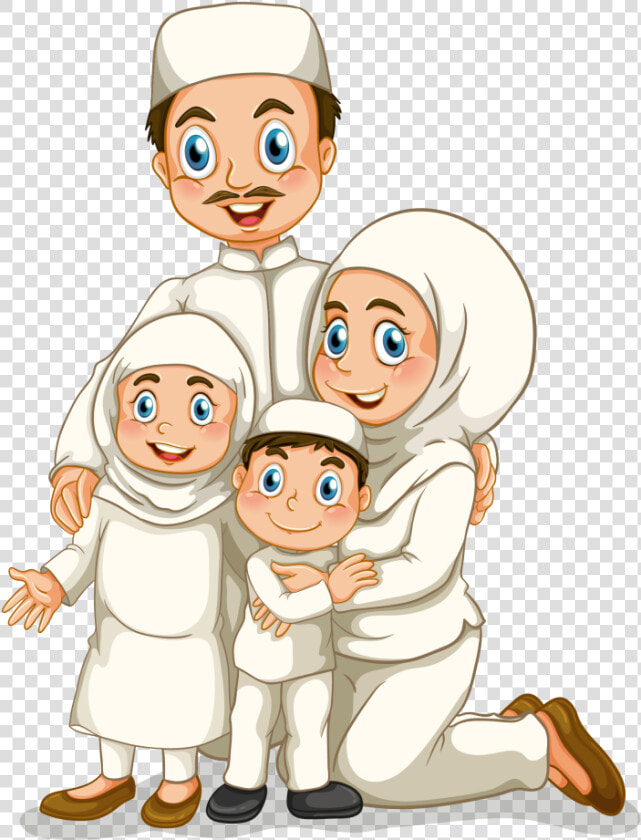 The Islamic Family Free Png And Vector   Muslim Family Cartoon Png  Transparent PngTransparent PNG