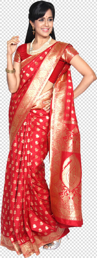 Red Banarasi Saree Price  HD Png DownloadTransparent PNG