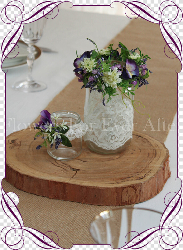 Set Of 2 Purple Rustic Floral Jar Centerpiece Flowers  HD Png DownloadTransparent PNG