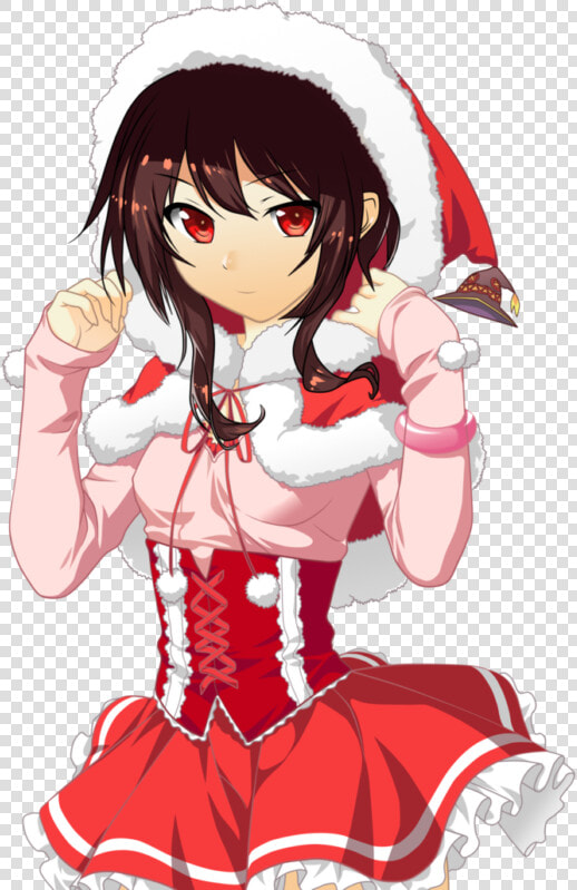 Stunning Anime Santa Hat Christmas Meme Megumin Wizard   Anime Girl Santa Claus  HD Png DownloadTransparent PNG