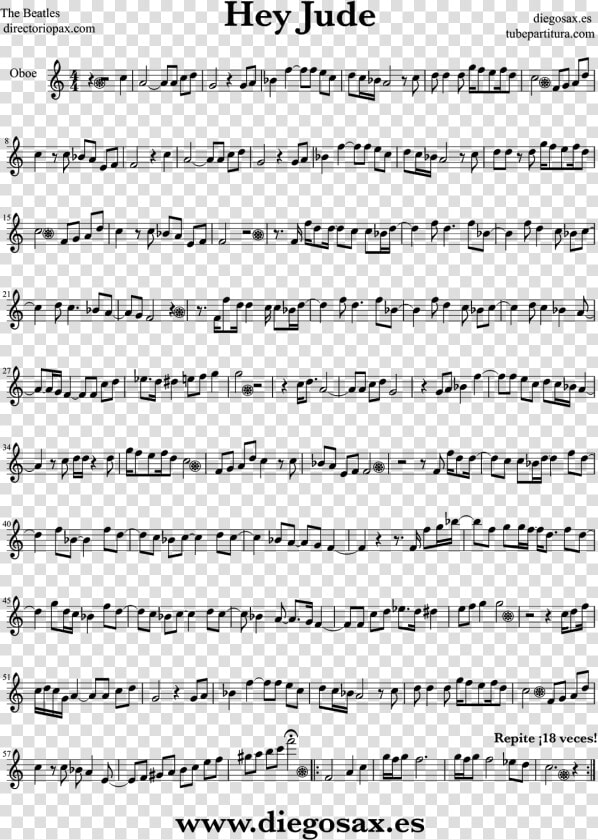 Tubescore Hey Jude By The Beatles Sheet Music For Oboe   Hey Jude Violin Sheet Music  HD Png DownloadTransparent PNG