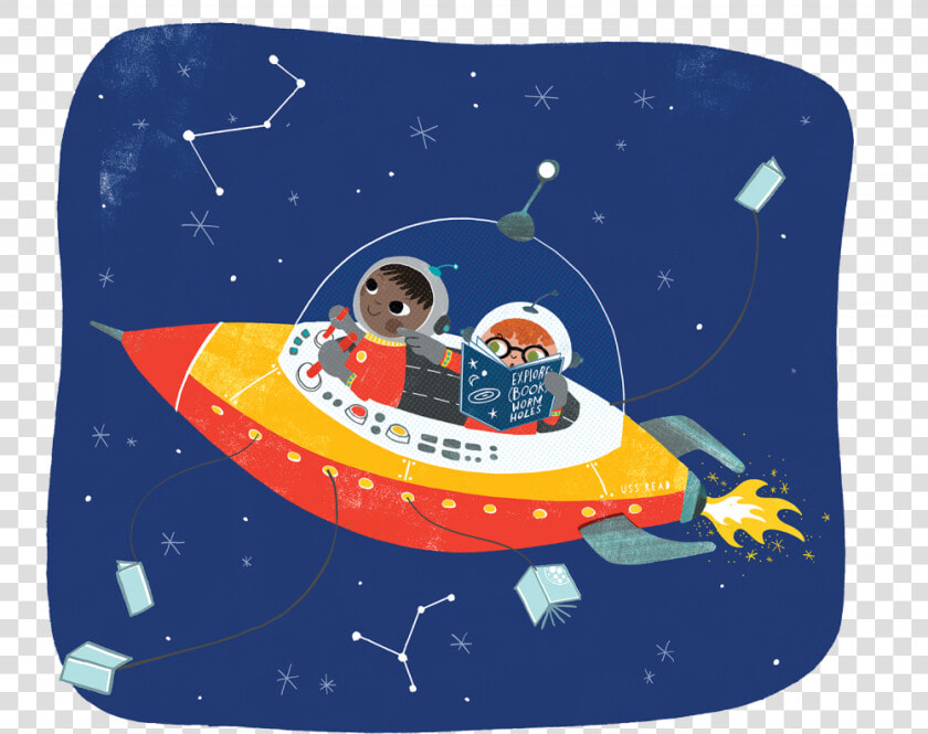 Two Children Exploring The Universe In A Space Ship   Summer Reading 2019 A Universe Of Stories  HD Png DownloadTransparent PNG