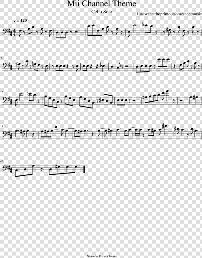 Wii Theme Cello Sheet Music  HD Png DownloadTransparent PNG