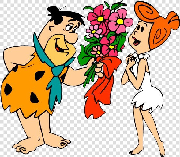 Wilma Flintstone Fred Flintstone Dino Pebbles Flinstone   Fred Flinstone With Flowers  HD Png DownloadTransparent PNG