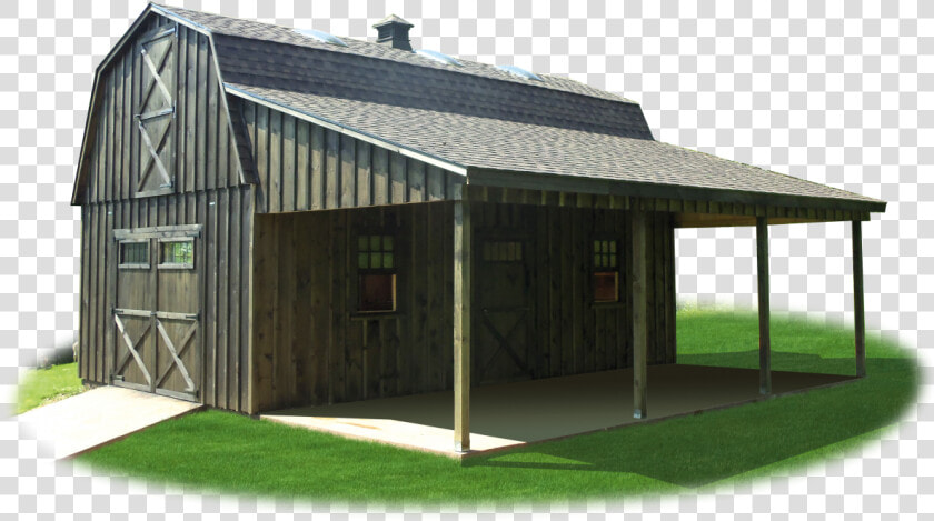 Two Story Workshop Package Board N Batten Gambrel Barn   Adding A Lean To To A Barn  HD Png DownloadTransparent PNG