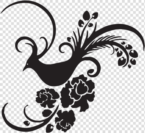 Bird Vector Png   Bird And Flower Stencil  Transparent PngTransparent PNG