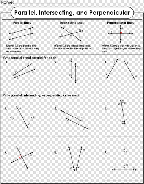 4th Grade Parallel Intersecting And Perpendicular Lines  HD Png DownloadTransparent PNG