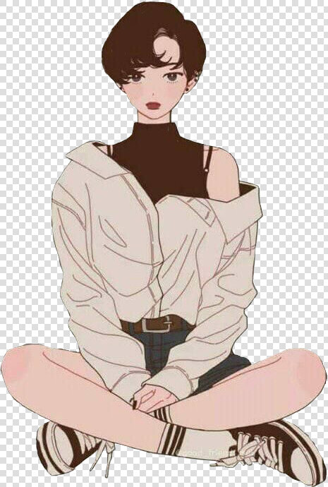  aesthetic  anime  girl  pixiehair  shorthair  freetoedit   Illustration  HD Png DownloadTransparent PNG