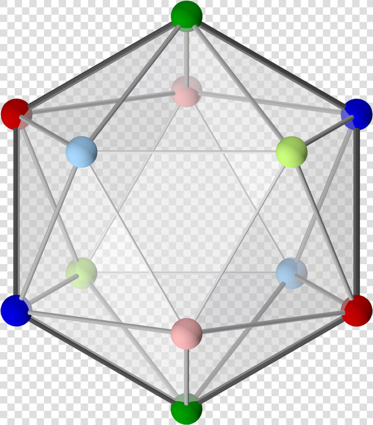 Icosahedron With Colored Vertices  3 fold   Geometry  HD Png DownloadTransparent PNG