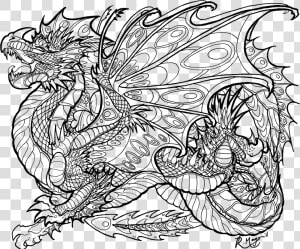 Dragon Coloring Pages For Adults Free   Dragon Coloring Pages For Adults  HD Png Download