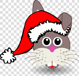 Free Vector Funny Bunny Face With Santa Claus Hat   Blue Santa Hat Clipart  HD Png Download