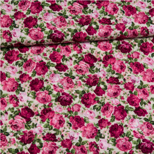 Cotton Poplin Printed Roses Pink beige  HD Png Download