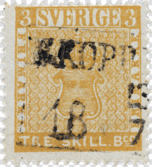 Treskilling Yellow Stamp    Sweden Three Skilling Banco Yellow Color Error 1855  HD Png Download