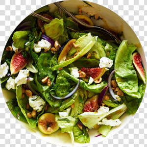 Green Salad With Figs And Goat Cheese  HD Png Download