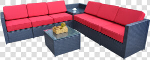 Mcombo Outdoor Patio Black Wicker Furniture Sectional   Coffee Table  HD Png Download