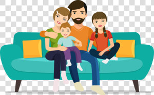 Clip Art Family Sitting On Couch   Sitting On Sofa Clipart  HD Png Download