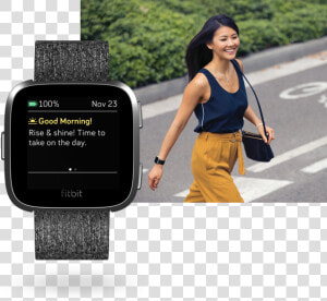 Versaproject 01   Fitbit Versa On Woman  HD Png Download