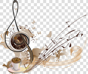  mq  music  notes  note  coffee  brown  decorate  decoration   Music And Coffee  HD Png Download