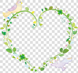 四つ葉 Flower Frame Spring Love Colorful Floral Handpainte   葉っぱ ハート イラスト  HD Png Download