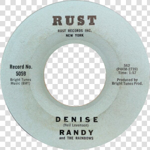 Denise By Randy And The Rainbows Us Vinyl Side A Blue   Circle  HD Png Download