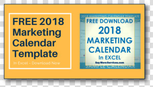 Free 2018 Marketing Calendar Template Download H shadow   Download Free Excel Calendar 2018  HD Png Download