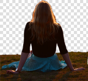  woman  sunset  sunbathing  sitting  grass   Girl  HD Png Download