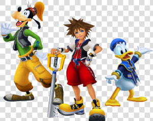 Sora Donald Goofy Kingdom Hearts   Kingdom Hearts 1 Sora Donald And Goofy  HD Png Download