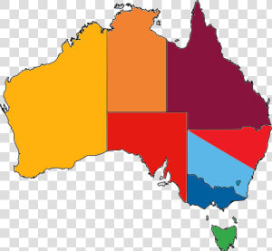 Ffa State Member Federations   Australian Map Time Zones  HD Png Download