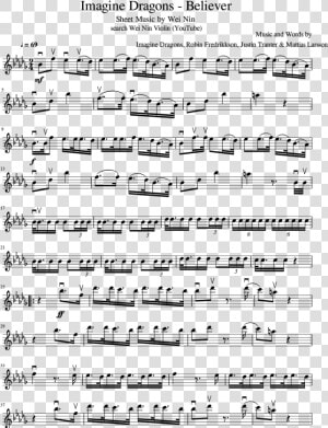 Clip Art Believer Imagine Dragons Sheet Music   Imagine Dragons Believer Violin  HD Png Download