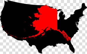 Alaska Compared To The United States Map   Alaska On United States  HD Png Download