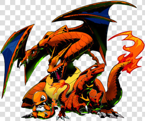 Charizard  Charmeleon  And Charmander   Charizard Mixed With Rayquaza  HD Png Download