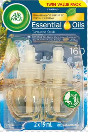 Air Wick Essential Oils Plug In Turquoise Oasis Twin   Plastic Bottle  HD Png Download