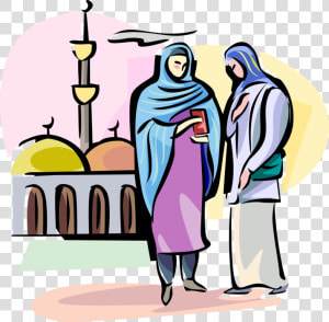 Vector Illustration Of Arab Women Wear Hijab Veil Traditionally   Hijab Clip Art  HD Png Download