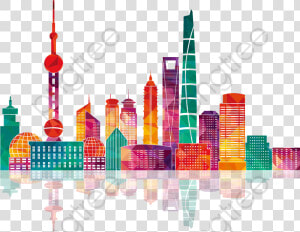 Colorful Shanghai Building Silhouettes   Shanghai Png  Transparent Png