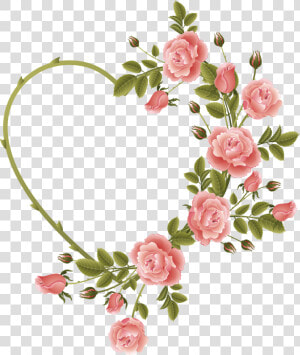 Rose Decorated Heart Frame   Heart Frame With Flowers  HD Png Download