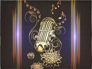 Music  Golden Microphone Cotton Linen Wall Tapestry   Motif  HD Png Download