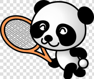 Transparent Panda Cartoon Png   Panda Tennis  Png Download