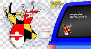 Maryland Flag Deer Buck Head Car Vinyl Decal   Video Game Console  HD Png Download