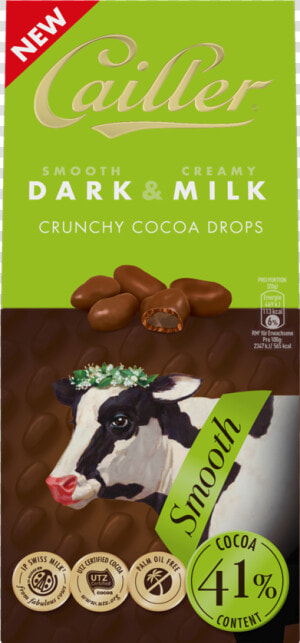 Dark amp milk Crunchy Cocoa Drops 41  Smooth Cacao 80g   Cailler Dark And Milk  HD Png Download