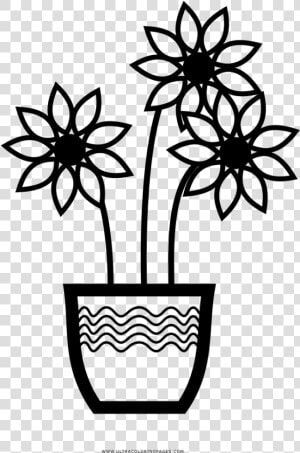 Flower Vase Coloring Page   Flowerpot  HD Png Download