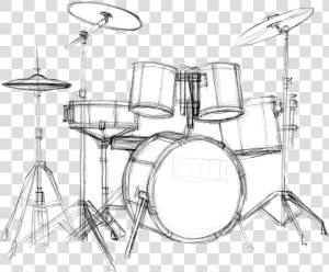 Transparent Drum Set Clipart   Drum Set Drawing Png  Png Download